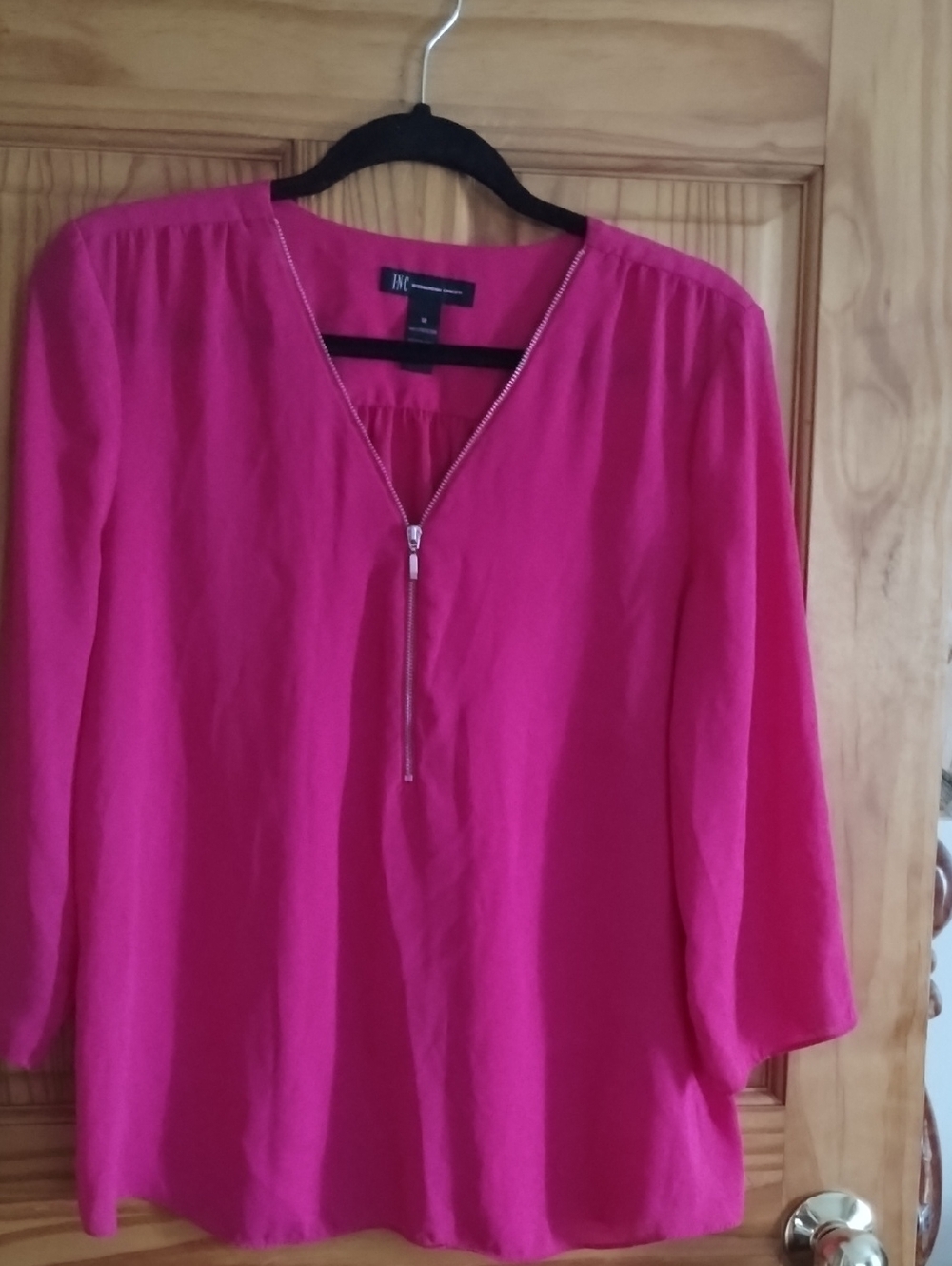 Pink Zip-Front Women's Blouse